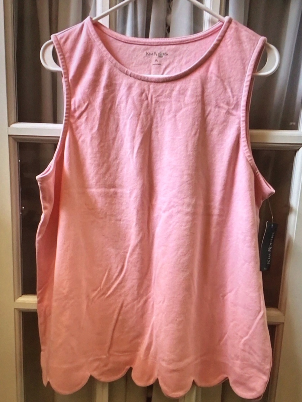Kim Rogers Pink Scalloped-Hem Tank Top